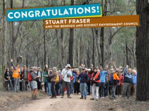 Since 2001, Stuart Fraser has led the Bendigo and District Environment Council in their determined environmental advocacy and representation of community concerns. They have worked extensively with the City of Greater Bendigo on a range of policies and planning schemes, and have maintained a constant public profile. Stuart and the Bendigo and District Environment Council are being recognised for their outstanding community leadership and engagement.
